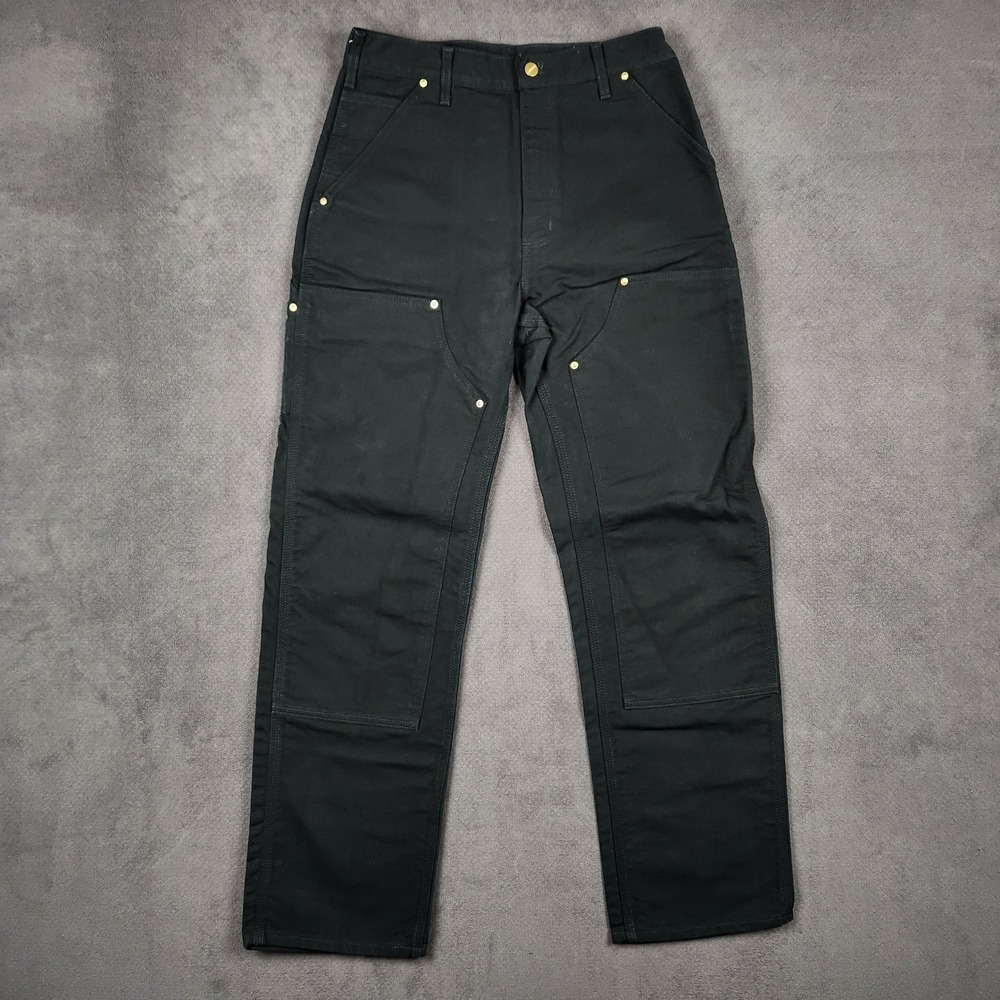 Carhartt Carpenter Double Knee Pants 32x32 Black B01 Canvas USA Measures 31x32
